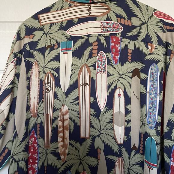 Vintage Reyn Spooner Hawaiian Shirt Size XL Longboards Palm Trees Vacation - Picture 4 of 5